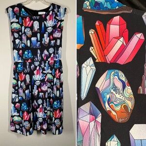 LA SOUL “Crystal Clear” Novelty Print Dress Sleeveless Fit & Flare Mystical 3XL